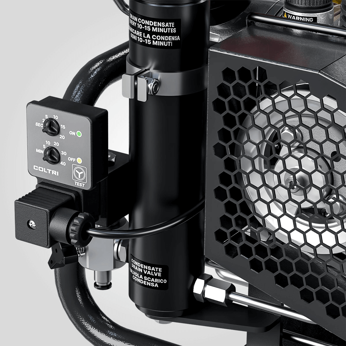 Automatic condensate drain with timer for portable compressors